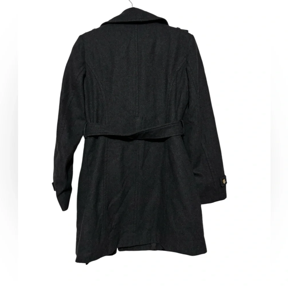 Michael Kors Dark Charcoal Gray Wool Blend Classic Winter Pea Coat Size Medium - Picture 3 of 5